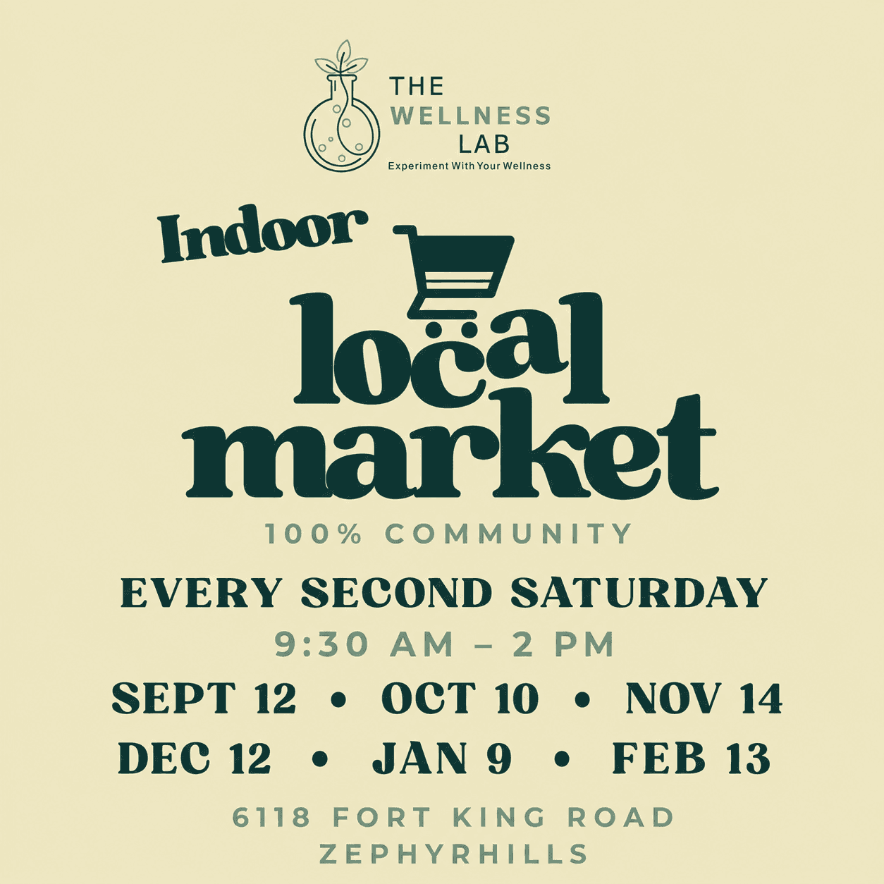 Indoor Local Market at The Wellness Lab, every second Saturday starting in September